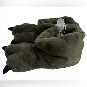 Boys' Ferdinand Dinosaur Claw Plush Soft Slippers Olive Green Size XL (6)